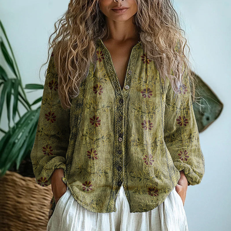 Avis | Vintage Leaf Print Blouse